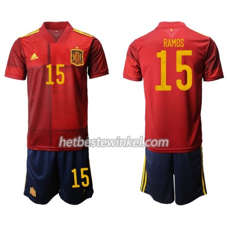 Spanje Ramos 15 Voetbaltenues Kind Thuis EK 2020 - SS (+ Korte broeken)